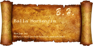 Balla Hortenzia névjegykártya